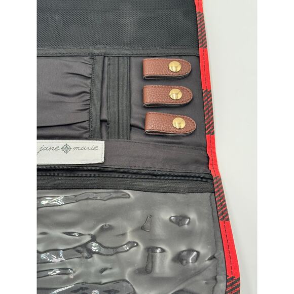 Jane Marie Jewelry Organizer Travel Buffalo with Hanger Plaid Red Black - Picture 6 of 9